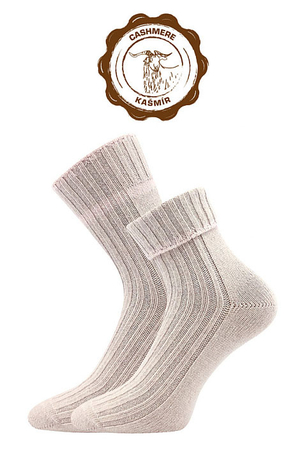 Dámske vlnené ponožky s kašmírom rebrované z vrchnej časti pohodlný, pružný lem ktorý netlačí jemné pastelové