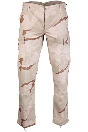 Pánske nohavice s pieskovým maskáčovým vzorom zapínajú sa na gombíky kryté légou klasický strih BDU (Battle Dress