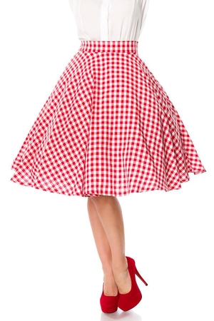 Kolesová sukňa v hravom retro štýle od nemeckej značky Belsira pevný, vysoký pás skrytý bočný zips dĺžka ku
