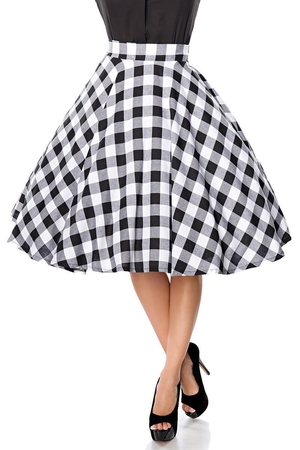Kolesová sukňa v hravom retro štýle od nemeckej značky Belsira pevný, vysoký pás skrytý bočný zips dĺžka ku