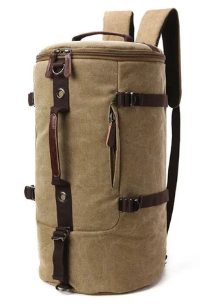 L'ahká unisex plátená taška - batoh na cesty hlavný priestor s bočným / horným otváraním na zips vnútorná,